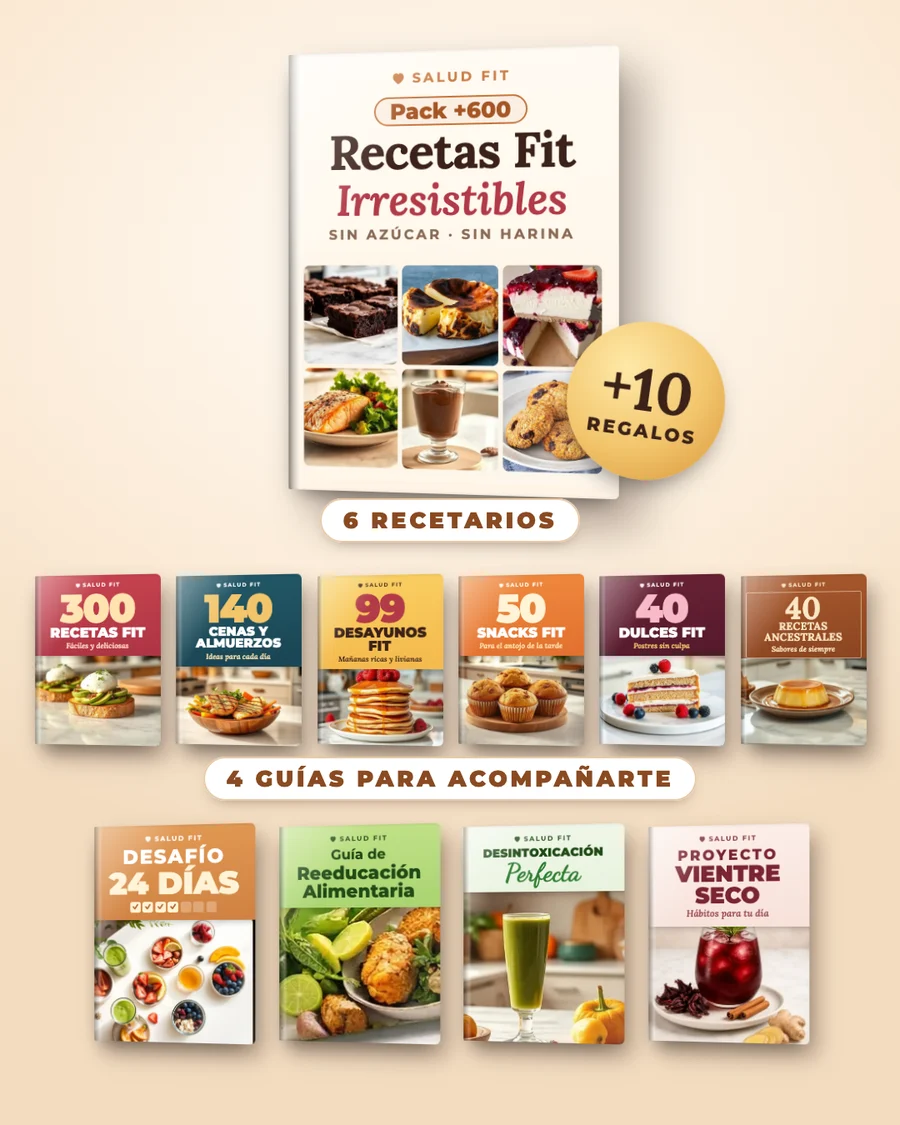 Pack +600 Recetas Fit Irresistibles, 6 recetarios y 4 guías de regalo